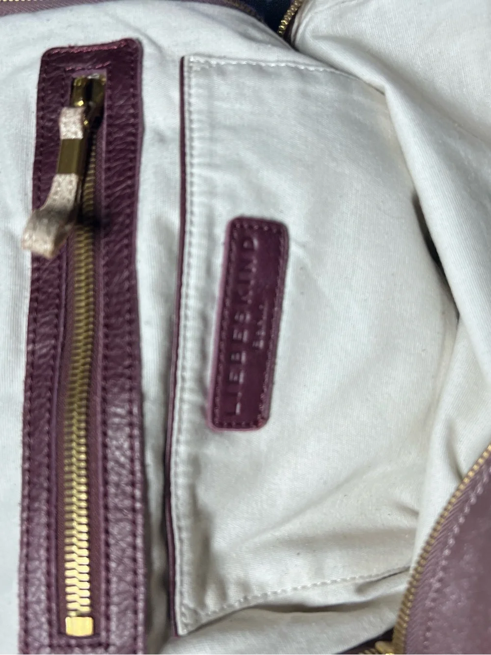 Liebeskind Purple Leather Shoulder Bag with Cream Handles